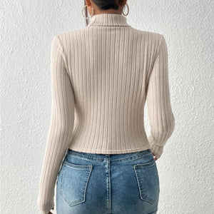 Hollow high collar long sleeve slim winter top - Negative Apparel