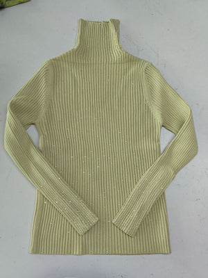 Hot diamonds thickened two hairs piled collar diamond - encrusted sweater women's knitted bottoming shirt with autumn and winter foreign turtleneck top - Negative Apparel