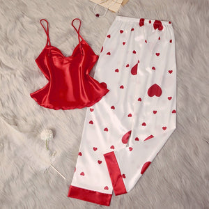 ice silkpajamas women's spring and summer new pajamas women's suspenders trousers loungewear set DT22179 - Negative Apparel