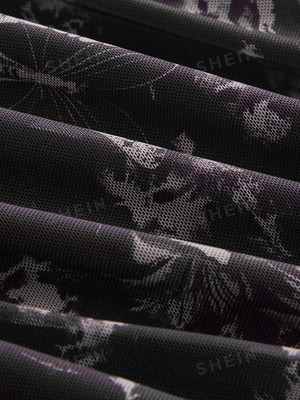 ICON Tie Dye & Butterfly Print High Waist Skirt - Negative Apparel