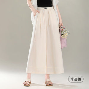 Imitation hemp casual culottes women's summer 2025 elastic skirt anti - light high waist thin breathable sunscreen wide - leg pants - Negative Apparel
