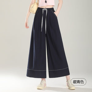 Imitation hemp casual culottes women's summer 2025 elastic skirt anti - light high waist thin breathable sunscreen wide - leg pants - Negative Apparel