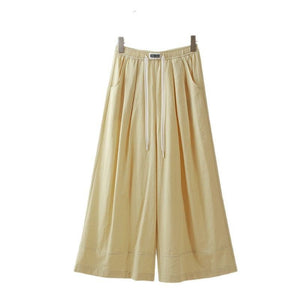 Imitation hemp casual culottes women's summer 2025 elastic skirt anti - light high waist thin breathable sunscreen wide - leg pants - Negative Apparel