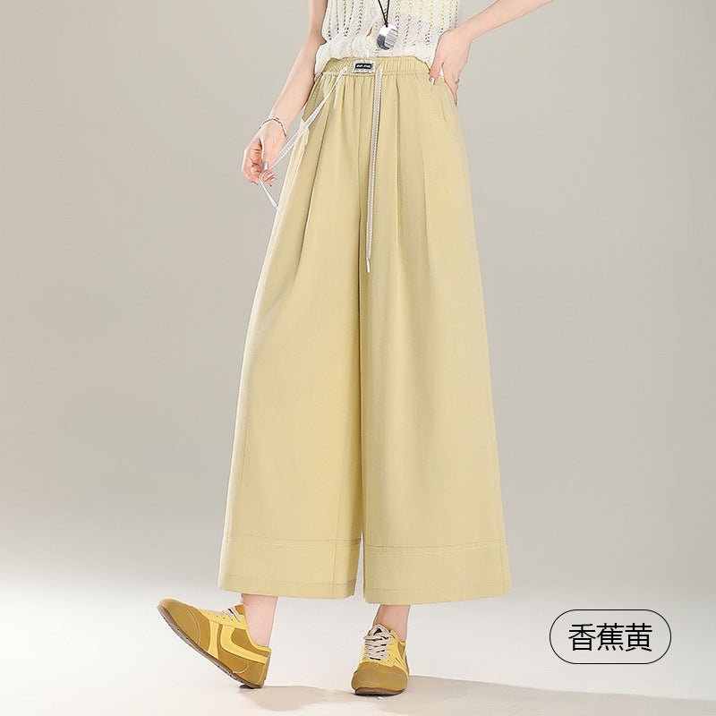 Imitation hemp casual culottes women's summer 2025 elastic skirt anti - light high waist thin breathable sunscreen wide - leg pants - Negative Apparel
