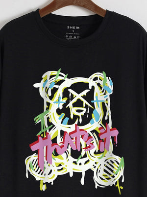 INAWLY Bear & Slogan Graphic Drop Shoulder Tee That's It - Negative Apparel