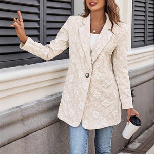 jacquard suit single buckle shows thin temperament commuter workplace jacket women - Negative Apparel