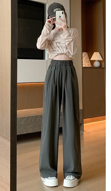 Japanese lazy Yamamoto pants women's pants spring and autumn women's pants loose straight casual pants drape women's high waist wide leg pants - Negative Apparel