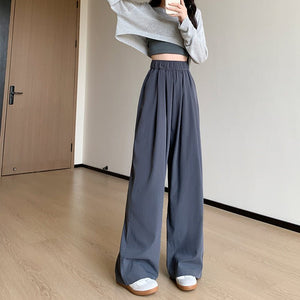 Japanese lazy Yamamoto pants women's pants spring and autumn women's pants loose straight casual pants drape women's high waist wide leg pants - Negative Apparel