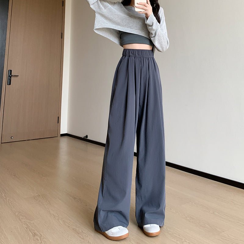 Japanese lazy Yamamoto pants women's pants spring and autumn women's pants loose straight casual pants drape women's high waist wide leg pants - Negative Apparel