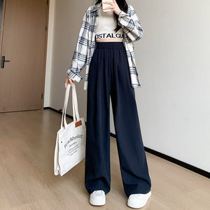 Japanese lazy Yamamoto pants women's pants spring and autumn women's pants loose straight casual pants drape women's high waist wide leg pants - Negative Apparel