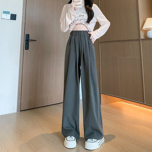Japanese lazy Yamamoto pants women's pants spring and autumn women's pants loose straight casual pants drape women's high waist wide leg pants - Negative Apparel
