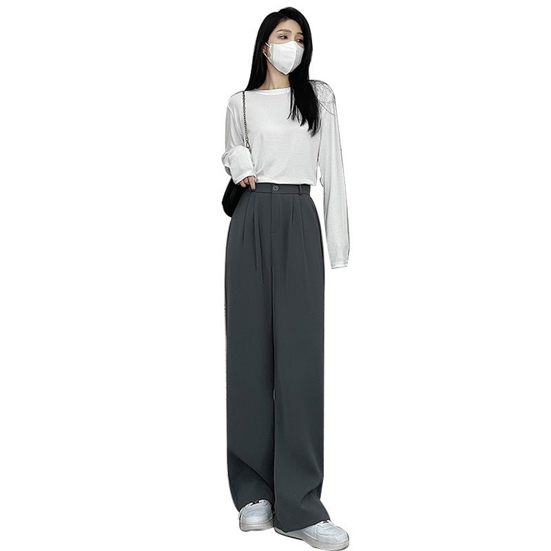 Khaki suit pants drape women's pants spring and summer new thin high - waisted floor - mopping pants casual women's narrow wide - leg pants - Negative Apparel