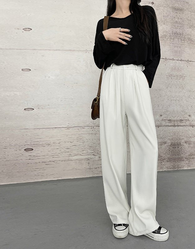 Khaki suit pants drape women's pants spring and summer new thin high - waisted floor - mopping pants casual women's narrow wide - leg pants - Negative Apparel