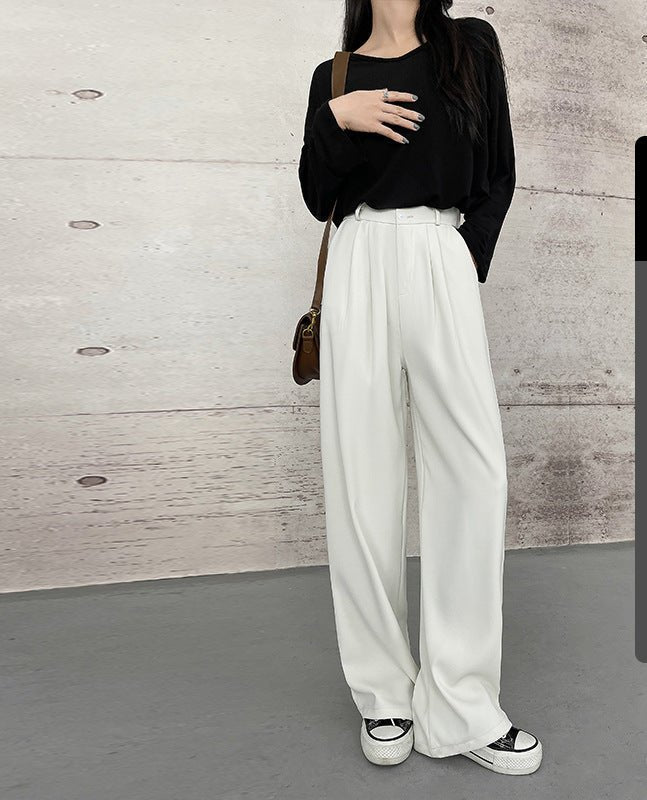 Khaki suit pants drape women's pants spring and summer new thin high - waisted floor - mopping pants casual women's narrow wide - leg pants - Negative Apparel