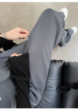 Khaki suit pants high - end pants women spring and autumn new loose casual pants drape women's clothing wide - leg pants women's pants - Negative Apparel