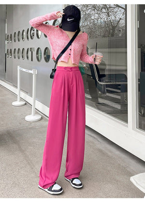 Khaki suit pants high - end pants women spring and autumn new loose casual pants drape women's clothing wide - leg pants women's pants - Negative Apparel