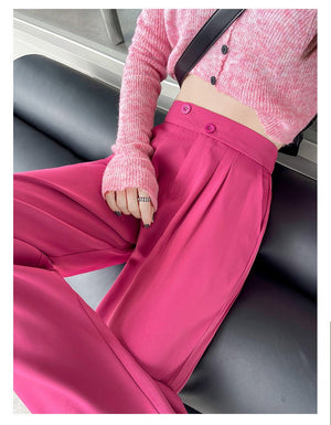 Khaki suit pants high - end pants women spring and autumn new loose casual pants drape women's clothing wide - leg pants women's pants - Negative Apparel