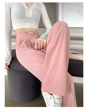 Khaki suit pants high - end pants women spring and autumn new loose casual pants drape women's clothing wide - leg pants women's pants - Negative Apparel