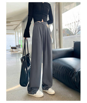 Khaki suit pants high - end pants women spring and autumn new loose casual pants drape women's clothing wide - leg pants women's pants - Negative Apparel