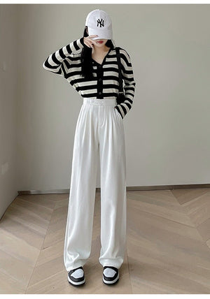 Khaki suit pants high - end pants women spring and autumn new loose casual pants drape women's clothing wide - leg pants women's pants - Negative Apparel