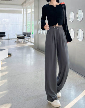 Khaki suit pants high - end pants women spring and autumn new loose casual pants drape women's clothing wide - leg pants women's pants - Negative Apparel