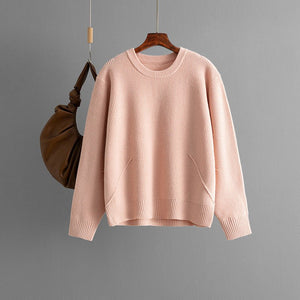Knitted crew neck sweater simple loose bottoming top - Negative Apparel