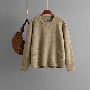 Knitted crew neck sweater simple loose bottoming top - Negative Apparel