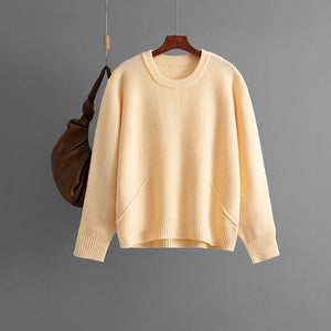 Knitted crew neck sweater simple loose bottoming top - Negative Apparel