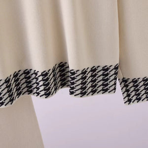 Knitted suit high waist grid color matching top two - piece set - Negative Apparel