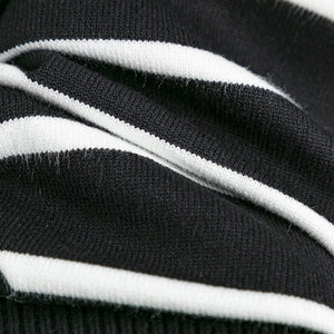 Knitted Sweater Pullover Contrast Color Striped Turtleneck Sweater - Negative Apparel