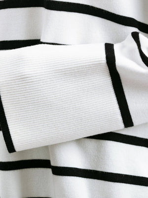 Knitted Sweater Pullover Contrast Color Striped Turtleneck Sweater - Negative Apparel