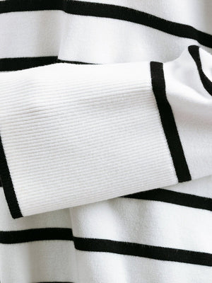 Knitted Sweater Pullover Contrast Color Striped Turtleneck Sweater - Negative Apparel