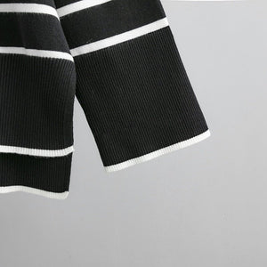 Knitted Sweater Pullover Contrast Color Striped Turtleneck Sweater - Negative Apparel