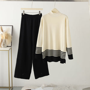 Knitted top wide - leg trousers two - piece set women - Negative Apparel