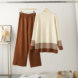 Knitted top wide - leg trousers two - piece set women - Negative Apparel