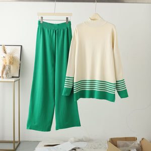 Knitted top wide - leg trousers two - piece set women - Negative Apparel