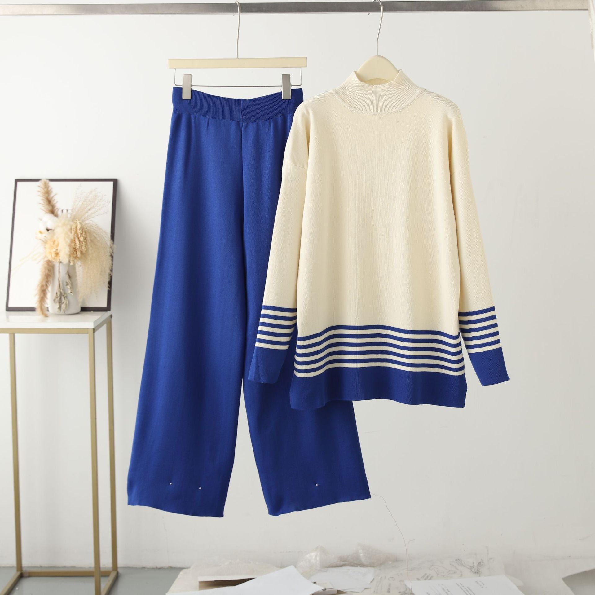 Knitted top wide - leg trousers two - piece set women - Negative Apparel