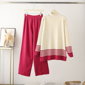 Knitted top wide - leg trousers two - piece set women - Negative Apparel