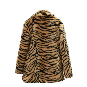 Korean imitation fur medium and long suit, sxy snow - white tiger pattern imitation fur jacket, black and white selection - Negative Apparel