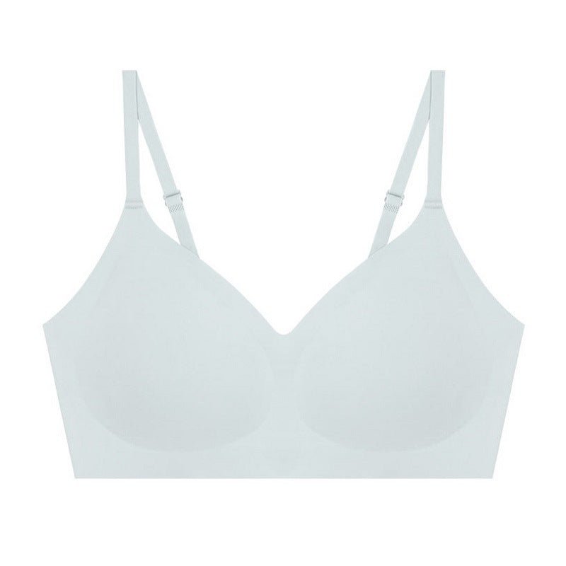 Korean seamless underwear for women without steel ring, thin style, soft support, gathered side, small chest, big beautiful back bra - Negative Apparel