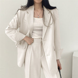 Korean style casual women office suit set - Negative Apparel