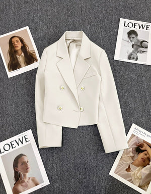 Korean style loose straight tube slim 2025 spring Office Jacket - Negative Apparel