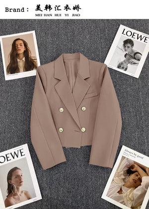 Korean style loose straight tube slim 2025 spring Office Jacket - Negative Apparel