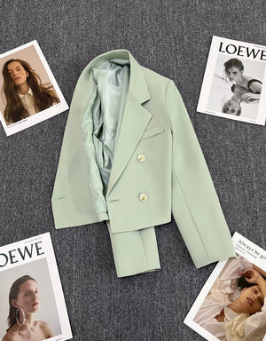 Korean style loose straight tube slim 2025 spring Office Jacket - Negative Apparel