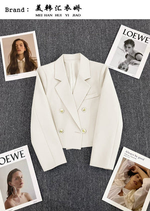 Korean style loose straight tube slim 2025 spring Office Jacket - Negative Apparel