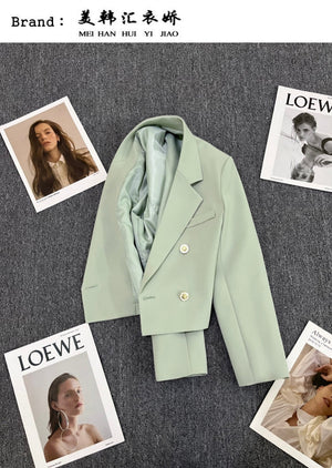 Korean style loose straight tube slim 2025 spring Office Jacket - Negative Apparel