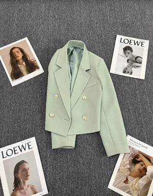 Korean style loose straight tube slim 2025 spring Office Jacket - Negative Apparel