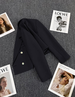 Korean style loose straight tube slim 2025 spring Office Jacket - Negative Apparel