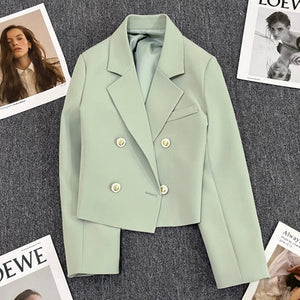 Korean style loose straight tube slim 2025 spring Office Jacket - Negative Apparel