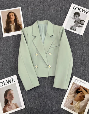 Korean style loose straight tube slim 2025 spring Office Jacket - Negative Apparel